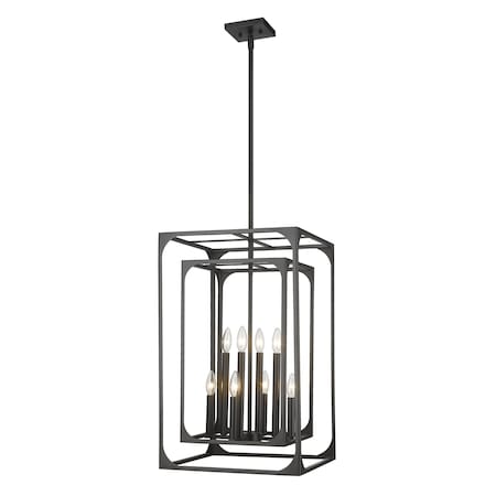 Z-Lite Easton Chandelier, 8-Light, 16.5 In.W x 27 In.H, Matte Black/Matte Black 3038-8MB